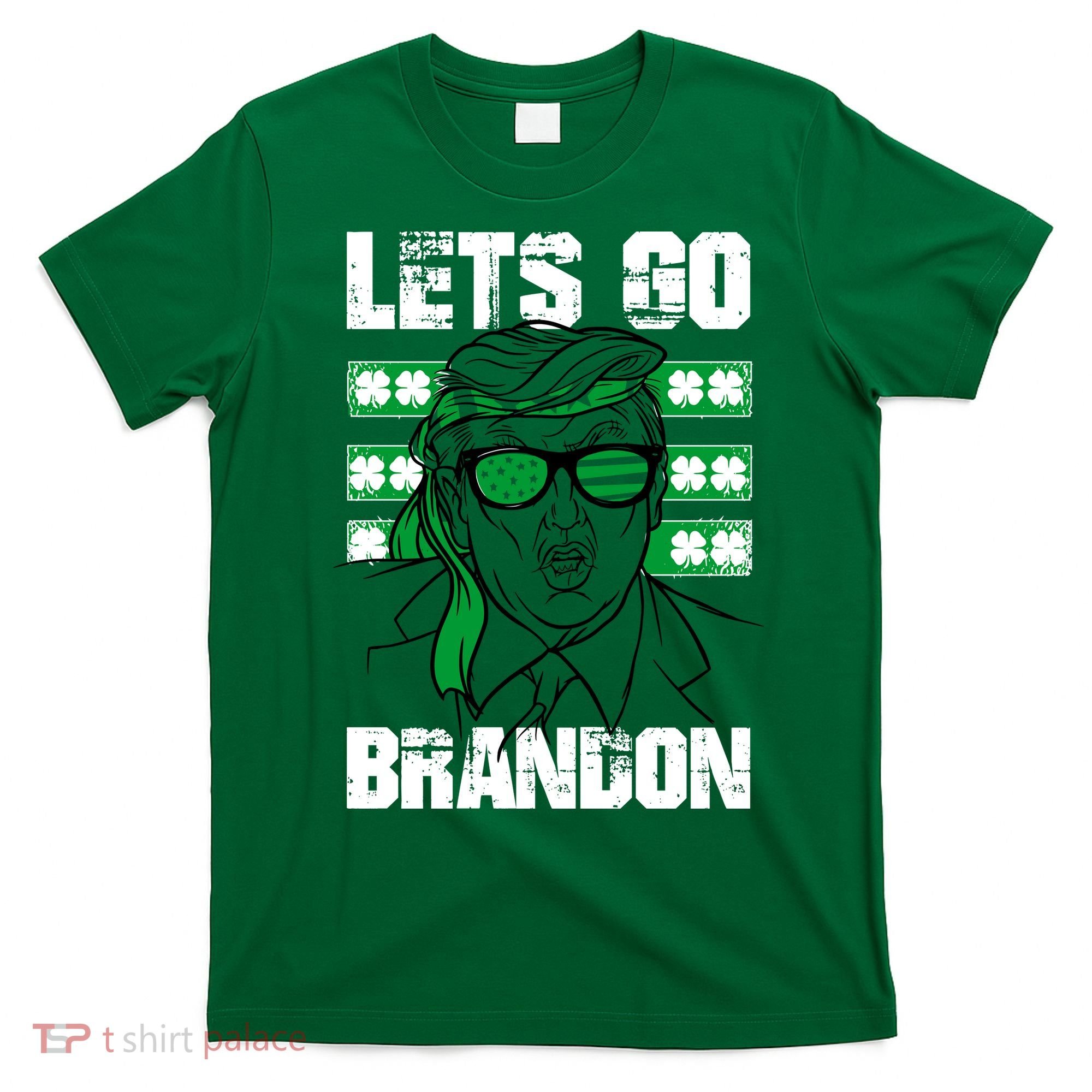 Lets Go Brandon St Patrick's Day Trump Beer America Flag T-Shirt