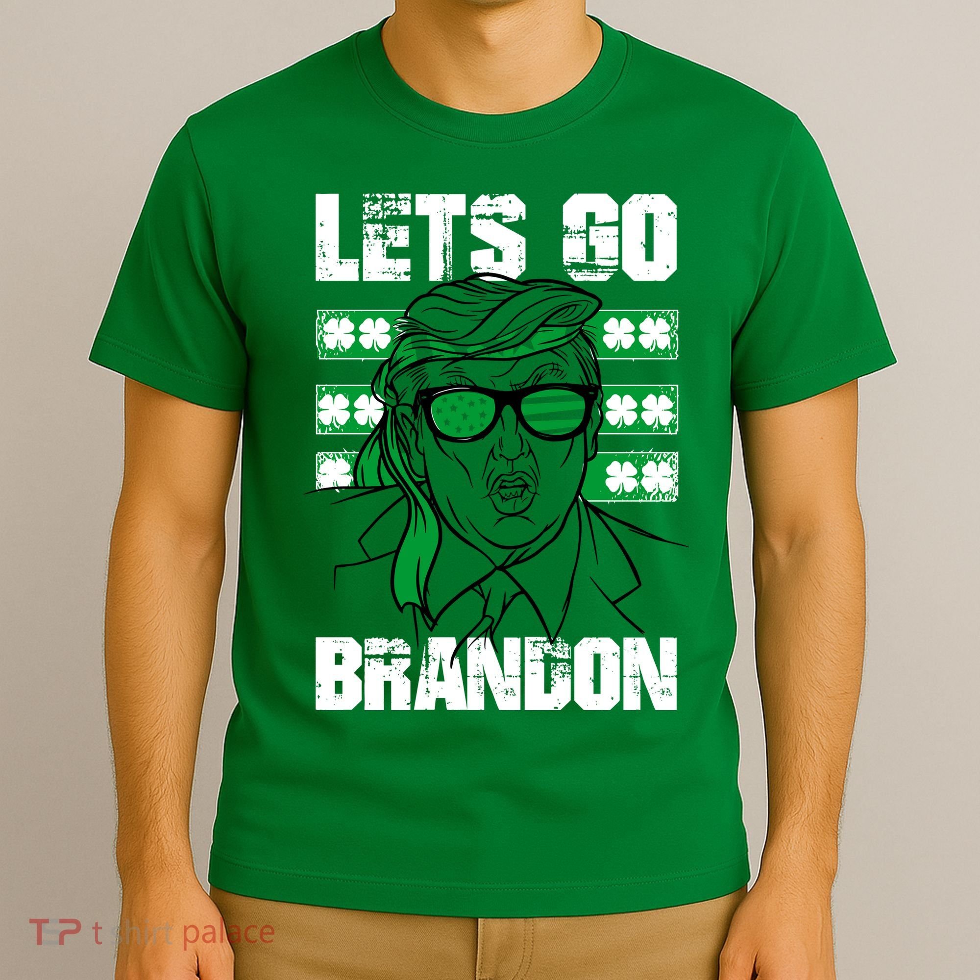 Lets Go Brandon St Patrick's Day Trump Beer America Flag T-Shirt