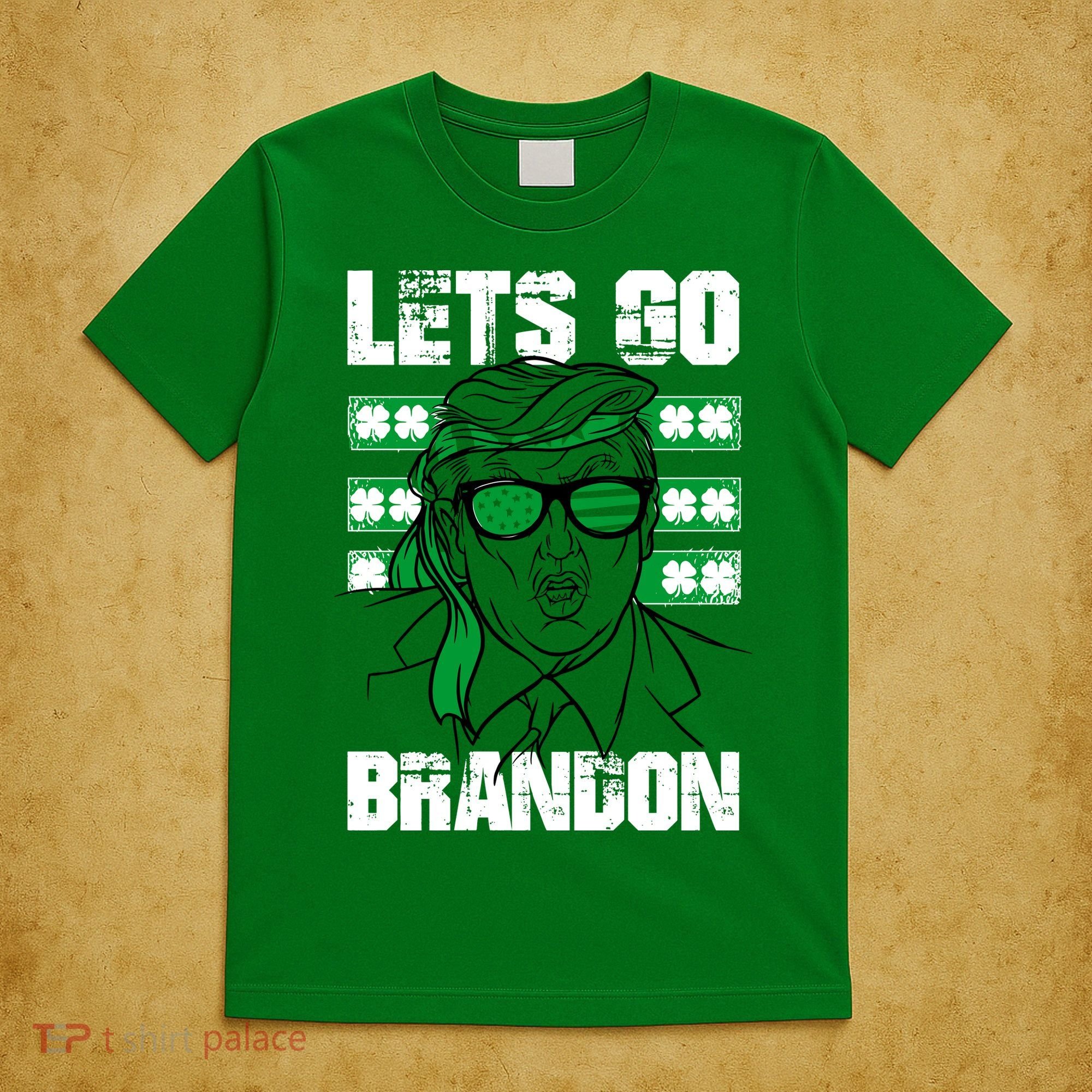Lets Go Brandon St Patrick's Day Trump Beer America Flag T-Shirt