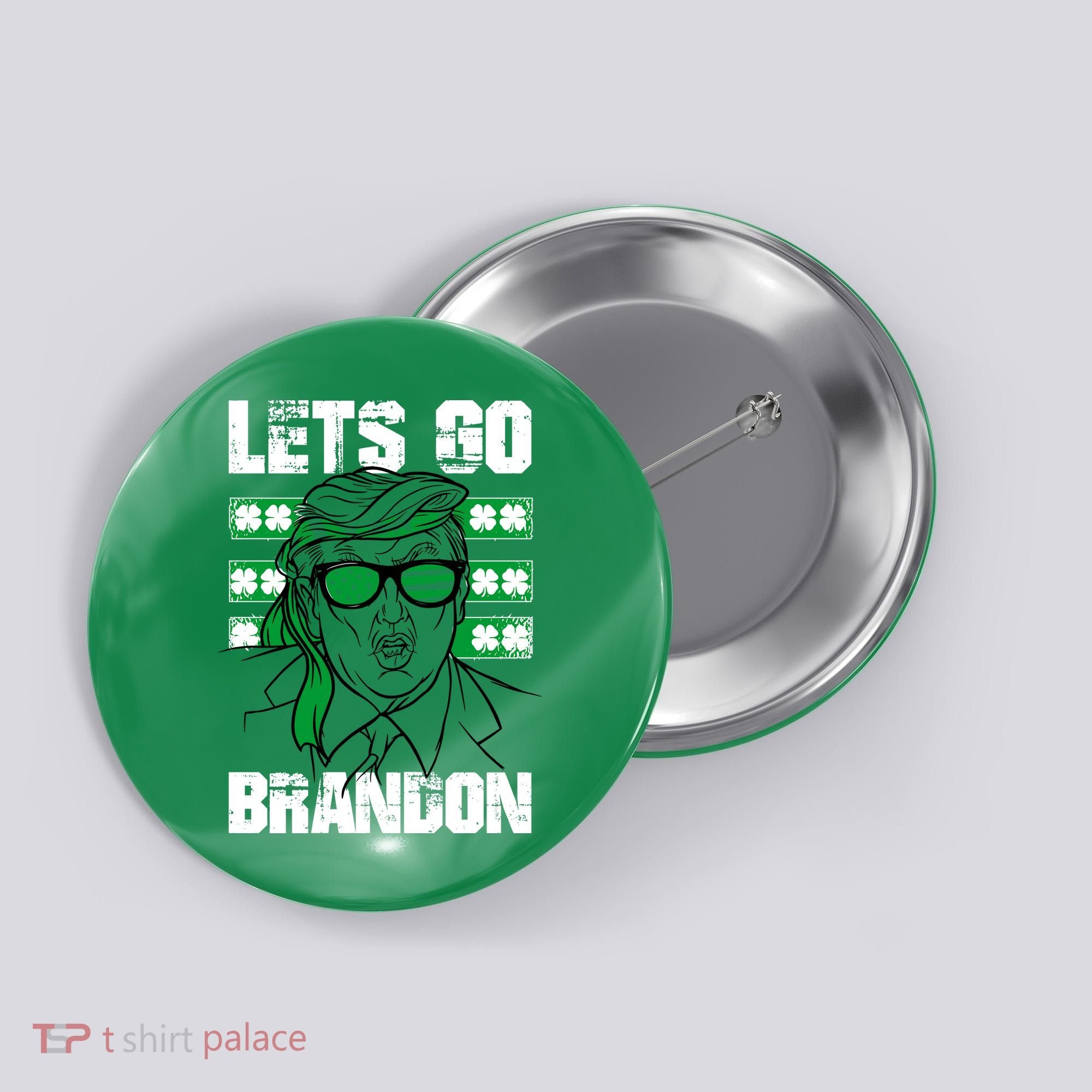 Lets Go Brandon St Patrick's Day Trump Beer America Flag Button