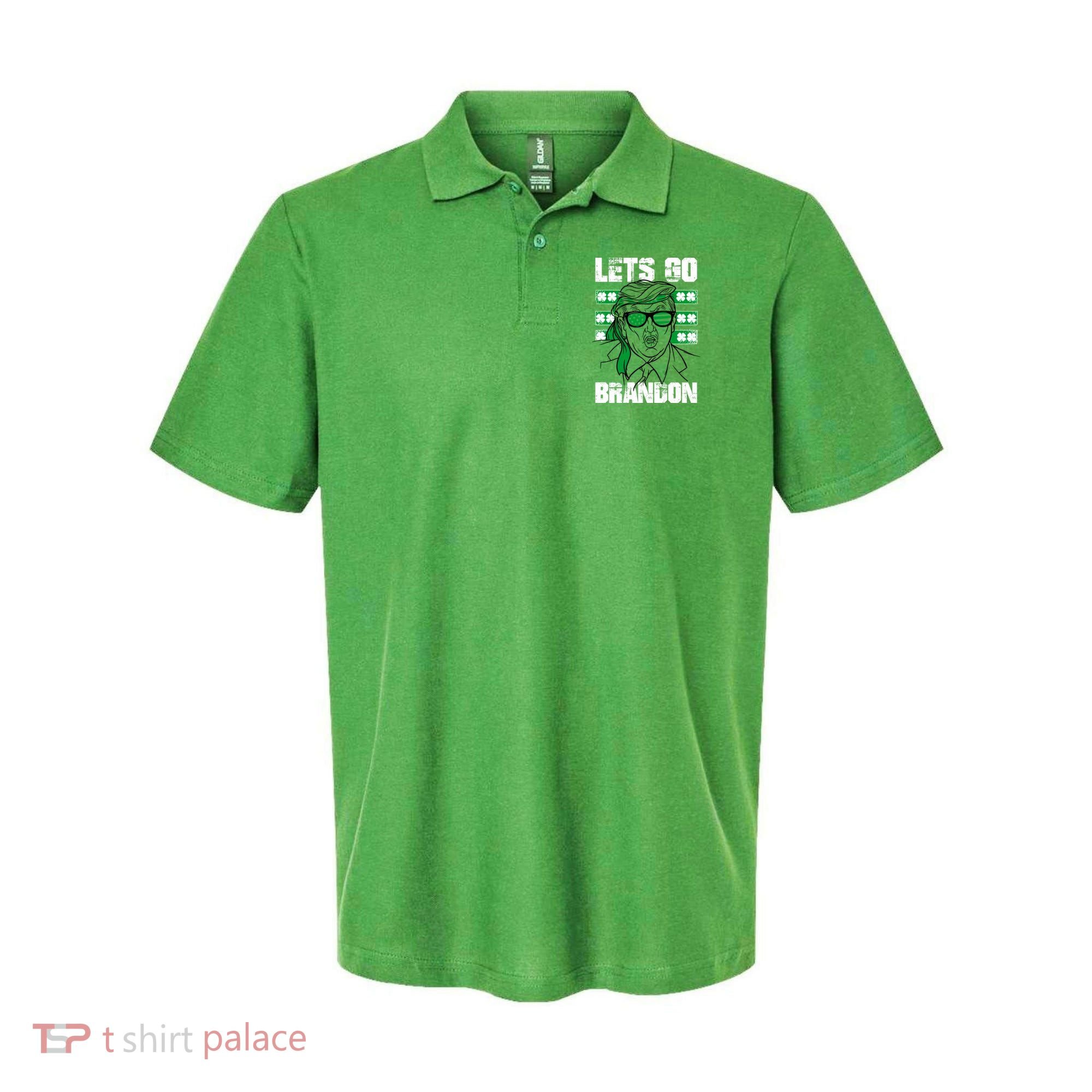 Lets Go Brandon St Patrick's Day Trump Beer America Flag Polo