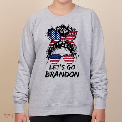 Let's Go Brandon Messy Bun America Flag Women's Sweatshirt