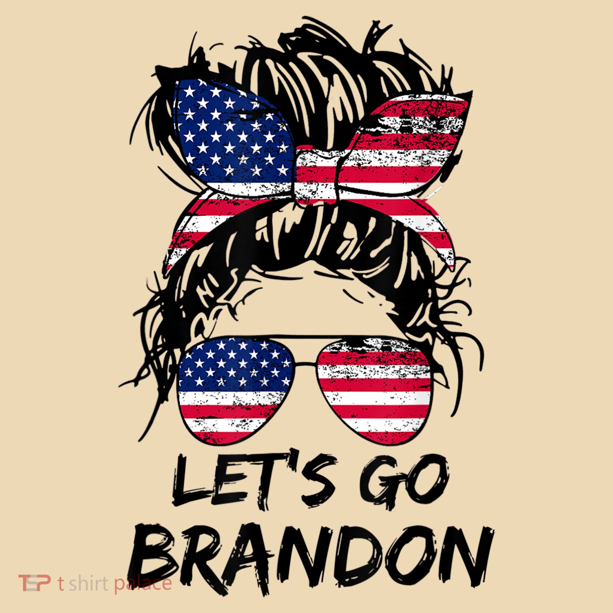 Let's Go Brandon Messy Bun America Flag Tote Bag
