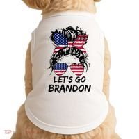 Let's Go Brandon Messy Bun America Flag Doggie Tank thumb 0