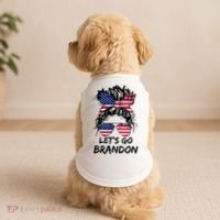 Let's Go Brandon Messy Bun America Flag Doggie Tank thumb 2