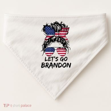 Let's Go Brandon Messy Bun America Flag USA-Made Doggie Bandana