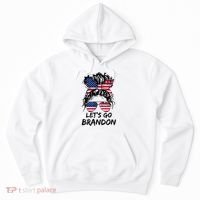 Let's Go Brandon Messy Bun America Flag Hoodie thumb 0