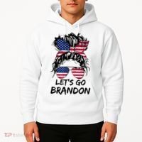 Let's Go Brandon Messy Bun America Flag Hoodie thumb 2