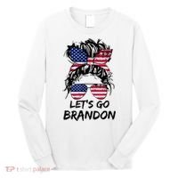 Let's Go Brandon Messy Bun America Flag Long Sleeve Shirt thumb 0