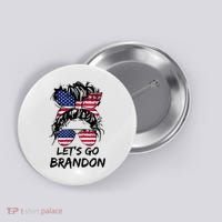Let's Go Brandon Messy Bun America Flag Button thumb 0
