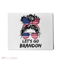 Let's Go Brandon Messy Bun America Flag Mousepad thumb 0