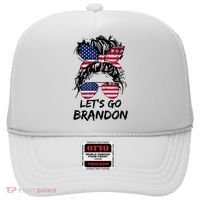 Let's Go Brandon Messy Bun America Flag Hat thumb 0