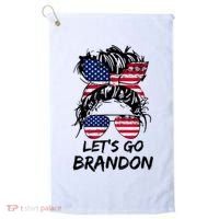 Let's Go Brandon Messy Bun America Flag Golf Towel thumb 0