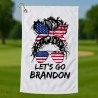 Let's Go Brandon Messy Bun America Flag Golf Towel thumb 1