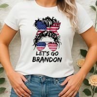 Let's Go Brandon Messy Bun America Flag Women's T-Shirt thumb 2