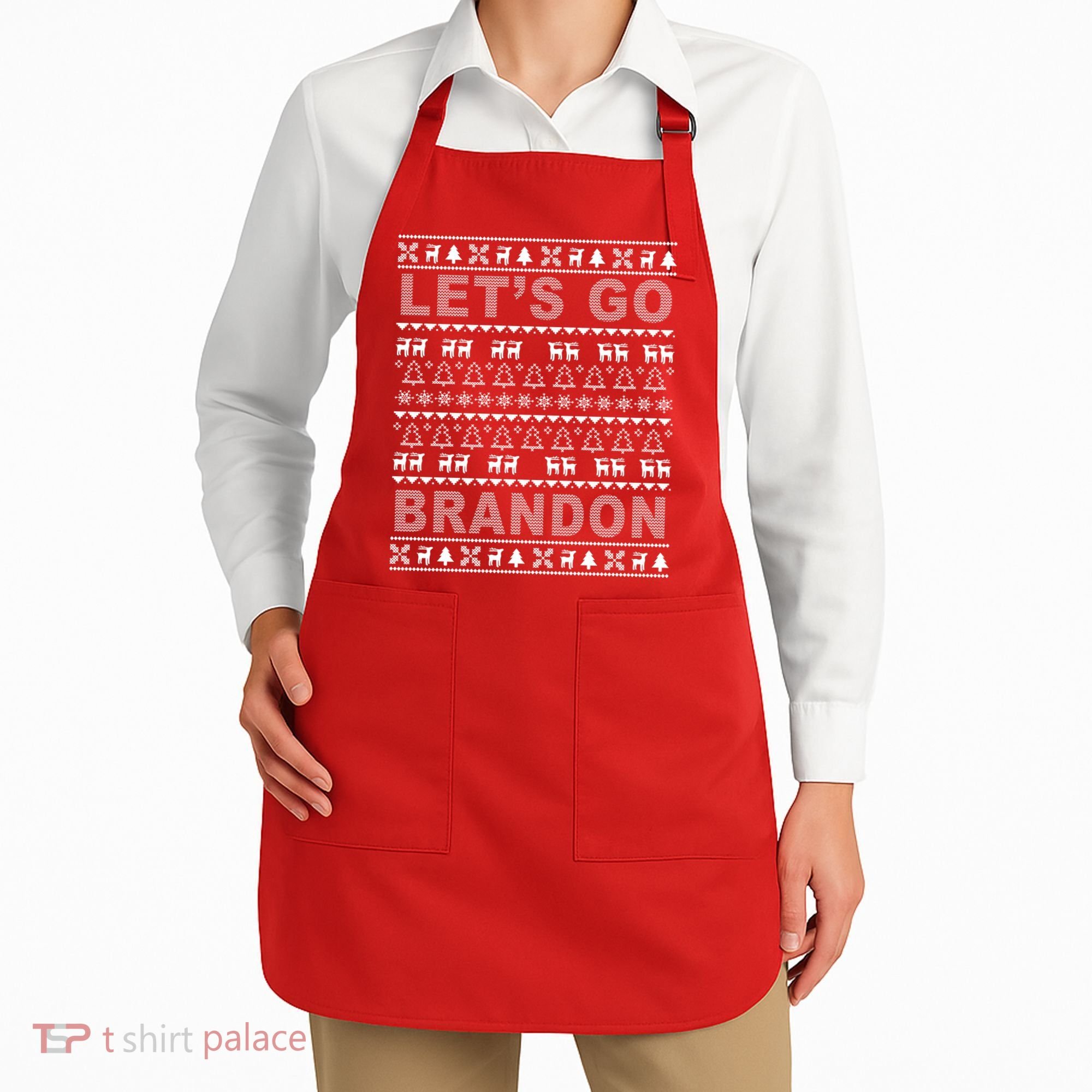 Let's Go Brandon Ugly Christmas Sweater FJB Chant Apron