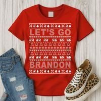 Let's Go Brandon Ugly Christmas Sweater FJB Chant Women's T-Shirt thumb 3