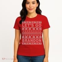 Let's Go Brandon Ugly Christmas Sweater FJB Chant Women's T-Shirt thumb 4