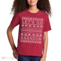 Let's Go Brandon Ugly Christmas Sweater FJB Chant Kids T-Shirt thumb 2