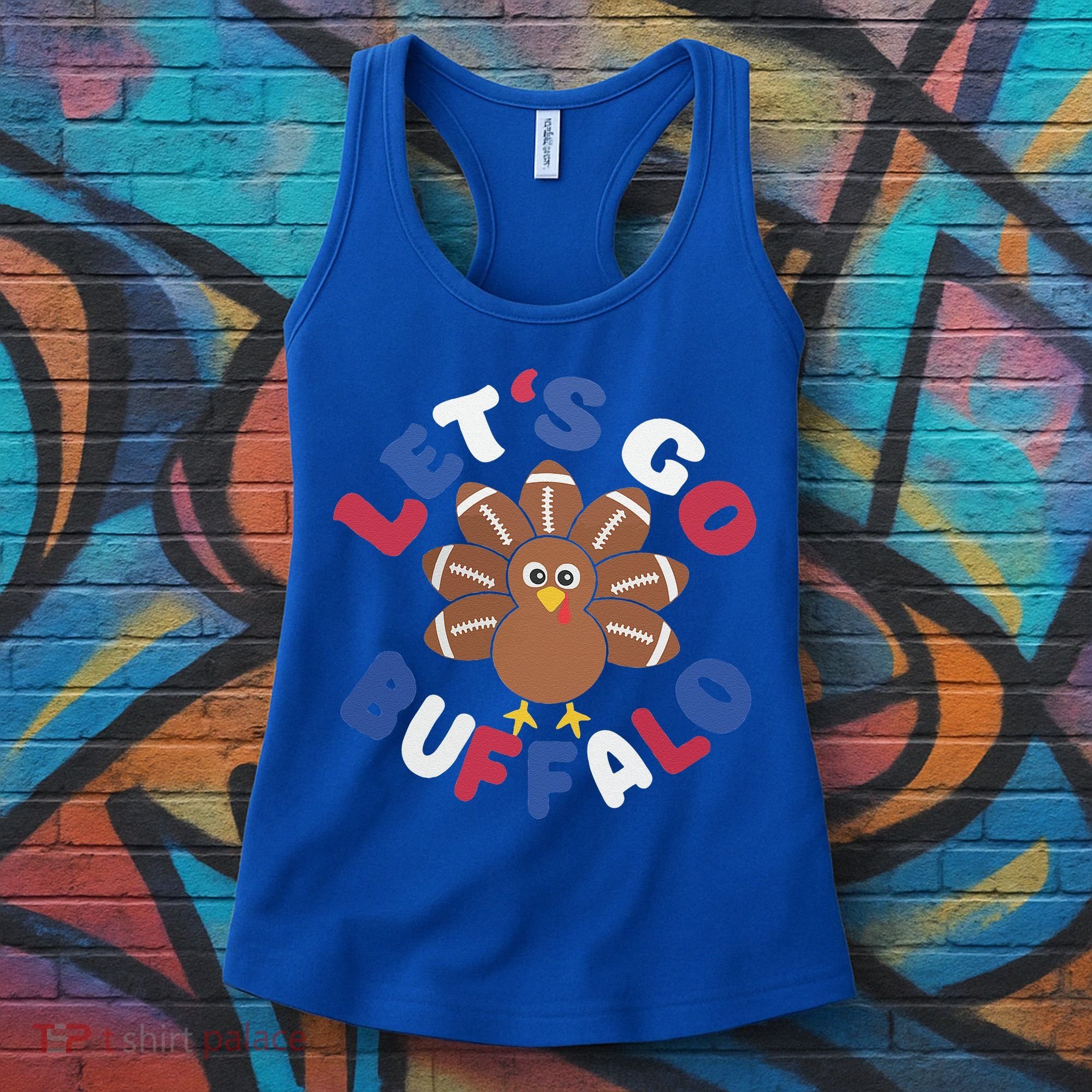 Lets Go Buffalo Turkey Football Thanksgiving Funny Funny Women's Tank Top