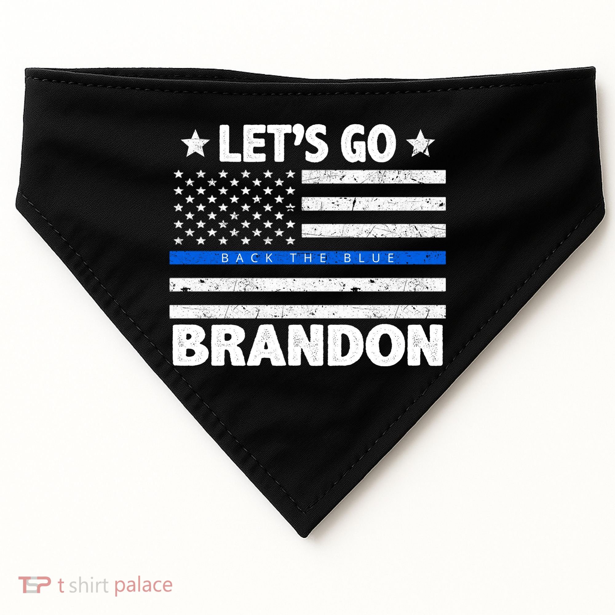 Let's Go Brandon Blue Thin Line Back The Blue FJB Chant USA-Made Doggie Bandana