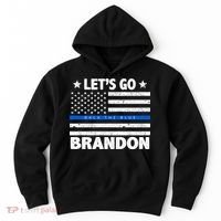 Let's Go Brandon Blue Thin Line Back The Blue FJB Chant Hoodie thumb 0