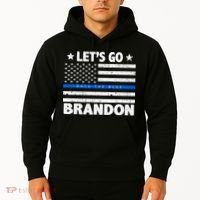 Let's Go Brandon Blue Thin Line Back The Blue FJB Chant Hoodie thumb 2