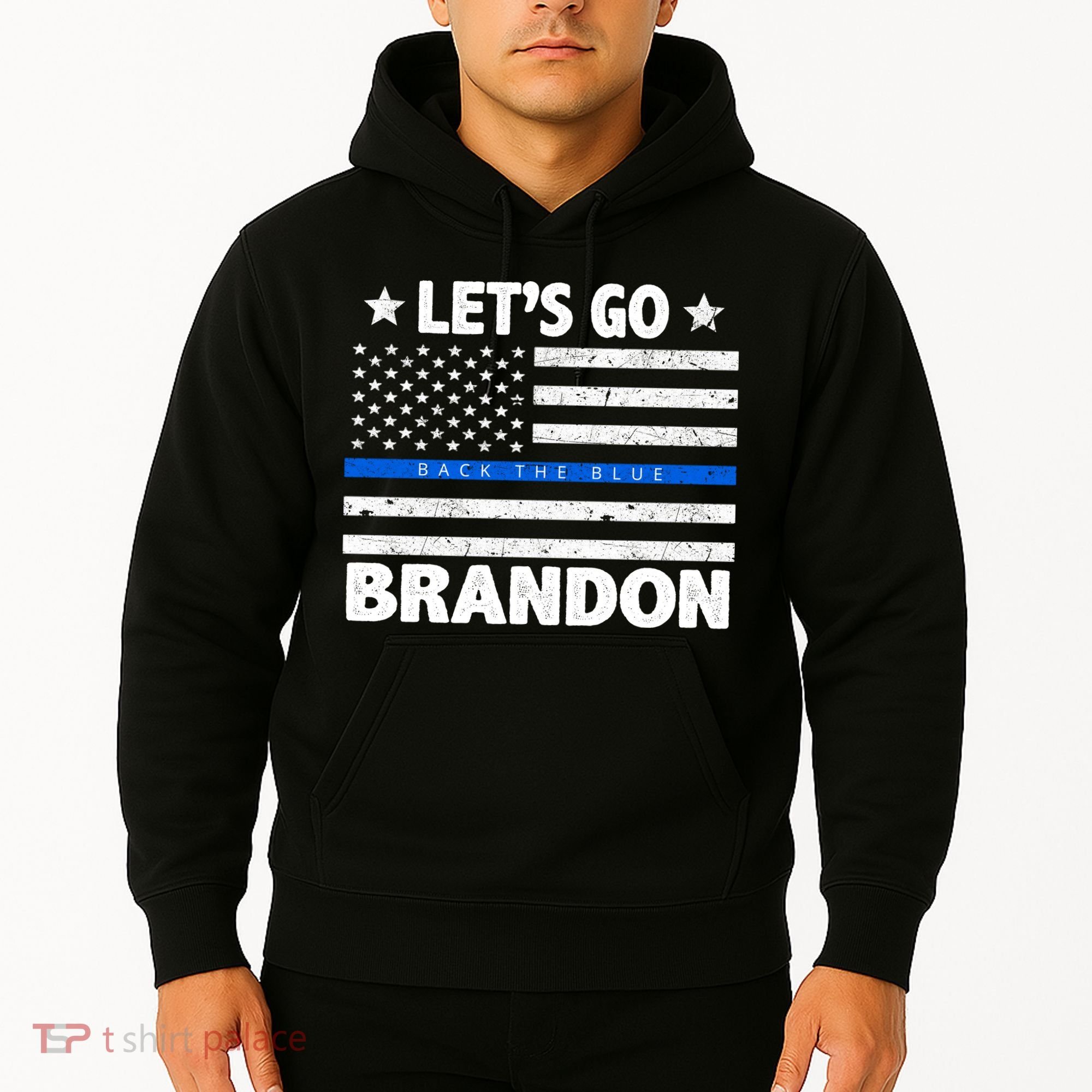 Let's Go Brandon Blue Thin Line Back The Blue FJB Chant Hoodie