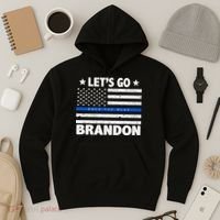 Let's Go Brandon Blue Thin Line Back The Blue FJB Chant Hoodie thumb 3