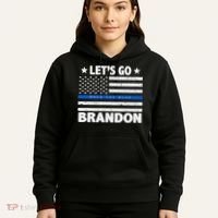 Let's Go Brandon Blue Thin Line Back The Blue FJB Chant Hoodie thumb 5