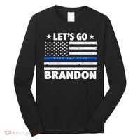 Let's Go Brandon Blue Thin Line Back The Blue FJB Chant Long Sleeve Shirt thumb 0