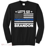Let's Go Brandon Blue Thin Line Back The Blue FJB Chant Sweatshirt thumb 0