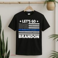 Let's Go Brandon Blue Thin Line Back The Blue FJB Chant T-Shirt thumb 2