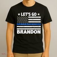 Let's Go Brandon Blue Thin Line Back The Blue FJB Chant T-Shirt thumb 3