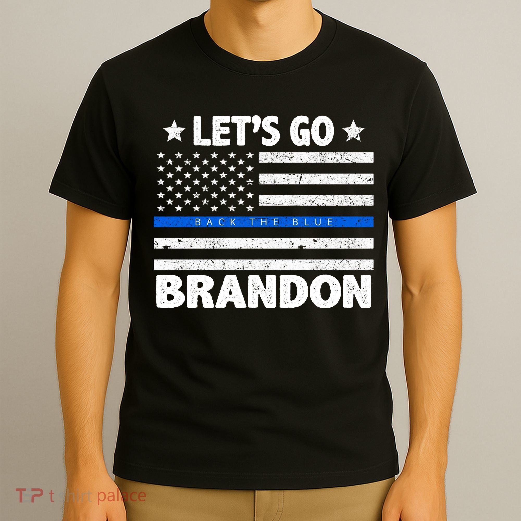 Let's Go Brandon Blue Thin Line Back The Blue FJB Chant T-Shirt