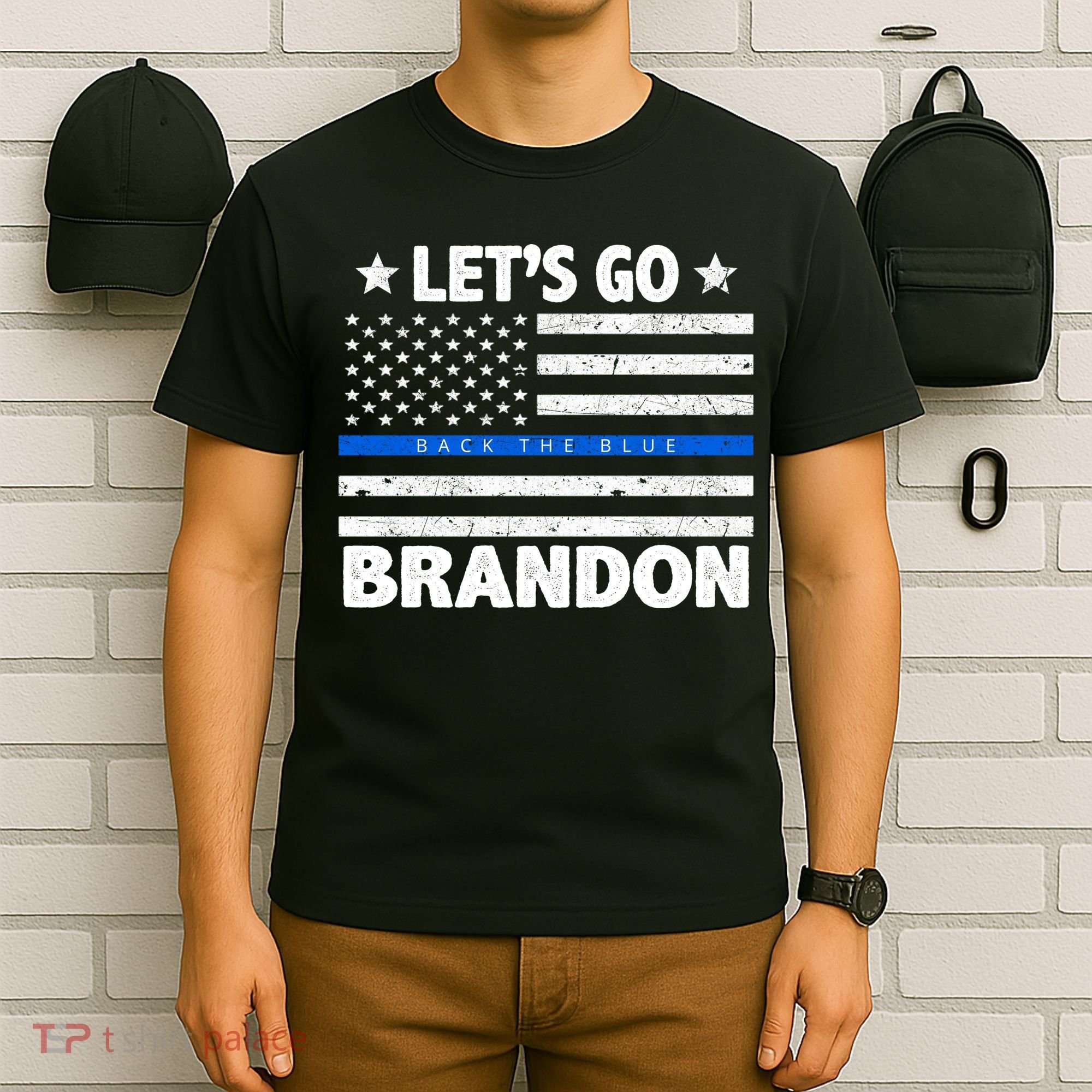 Let's Go Brandon Blue Thin Line Back The Blue FJB Chant T-Shirt