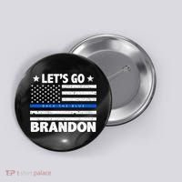 Let's Go Brandon Blue Thin Line Back The Blue FJB Chant Button thumb 0