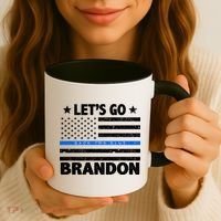 Let's Go Brandon Blue Thin Line Back The Blue FJB Chant Coffee Mug thumb 3
