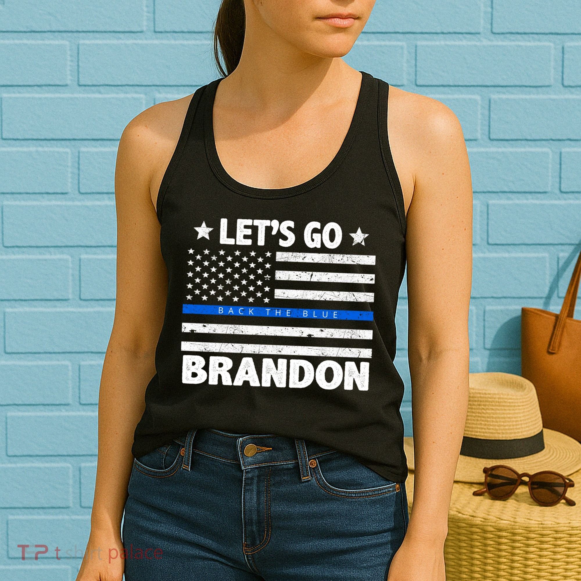 Let's Go Brandon Blue Thin Line Back The Blue FJB Chant Women's Tank Top