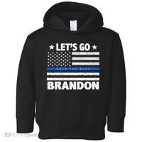Let's Go Brandon Blue Thin Line Back The Blue FJB Chant Toddler Hoodie thumb 0