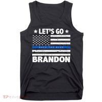 Let's Go Brandon Blue Thin Line Back The Blue FJB Chant Tank Top thumb 0