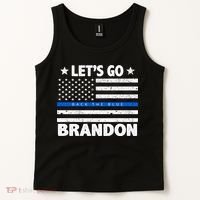 Let's Go Brandon Blue Thin Line Back The Blue FJB Chant Tank Top thumb 2