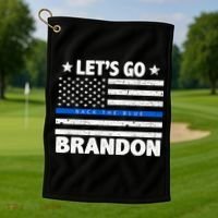 Let's Go Brandon Blue Thin Line Back The Blue FJB Chant Golf Towel thumb 1
