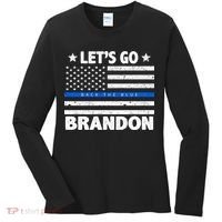 Let's Go Brandon Blue Thin Line Back The Blue FJB Chant Women's Long Sleeve Shirt thumb 0