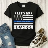 Let's Go Brandon Blue Thin Line Back The Blue FJB Chant Women's T-Shirt thumb 3