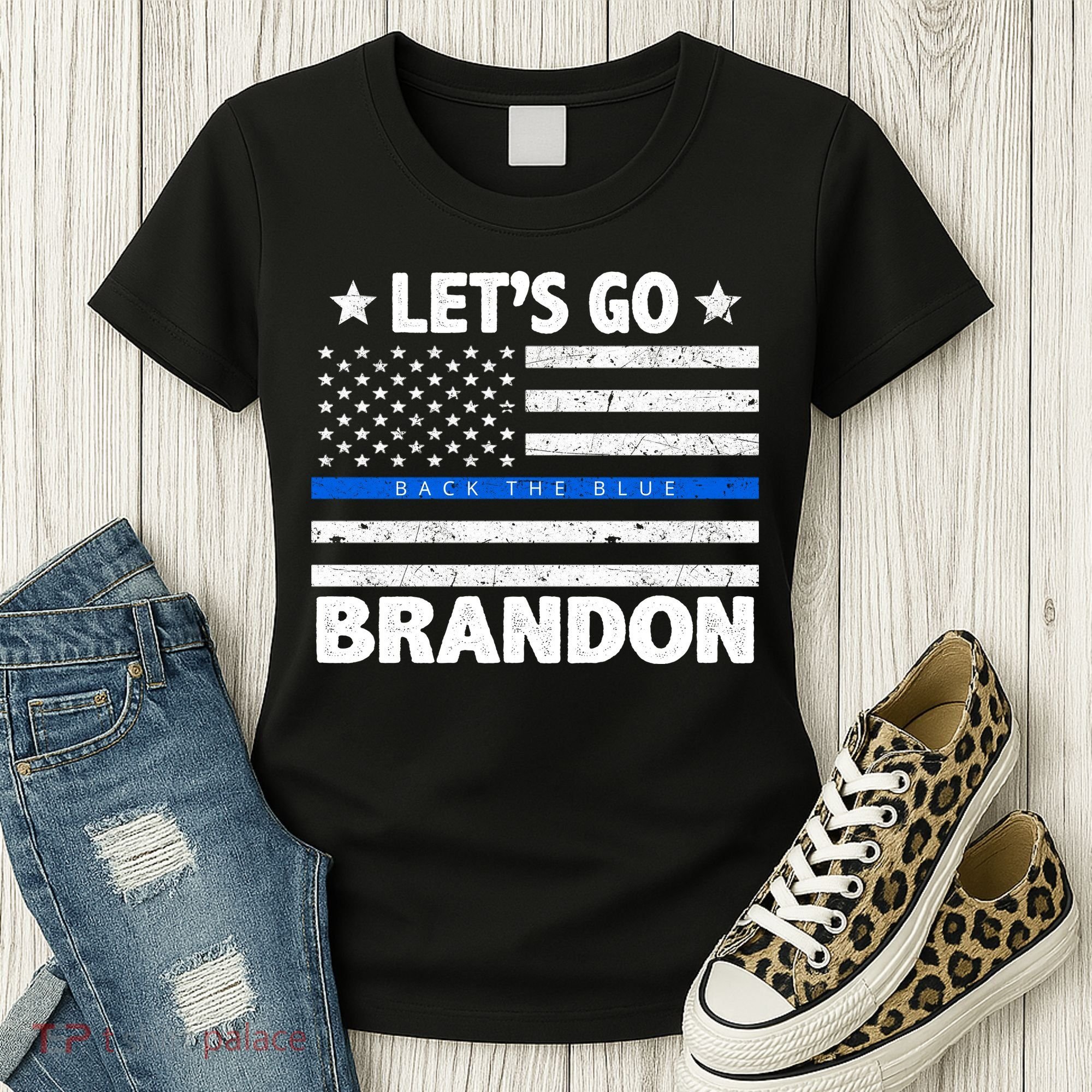 Let's Go Brandon Blue Thin Line Back The Blue FJB Chant Women's T-Shirt