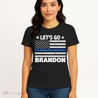 Let's Go Brandon Blue Thin Line Back The Blue FJB Chant Women's T-Shirt thumb 4