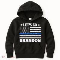 Let's Go Brandon Blue Thin Line Back The Blue FJB Chant Kids Hoodie thumb 0