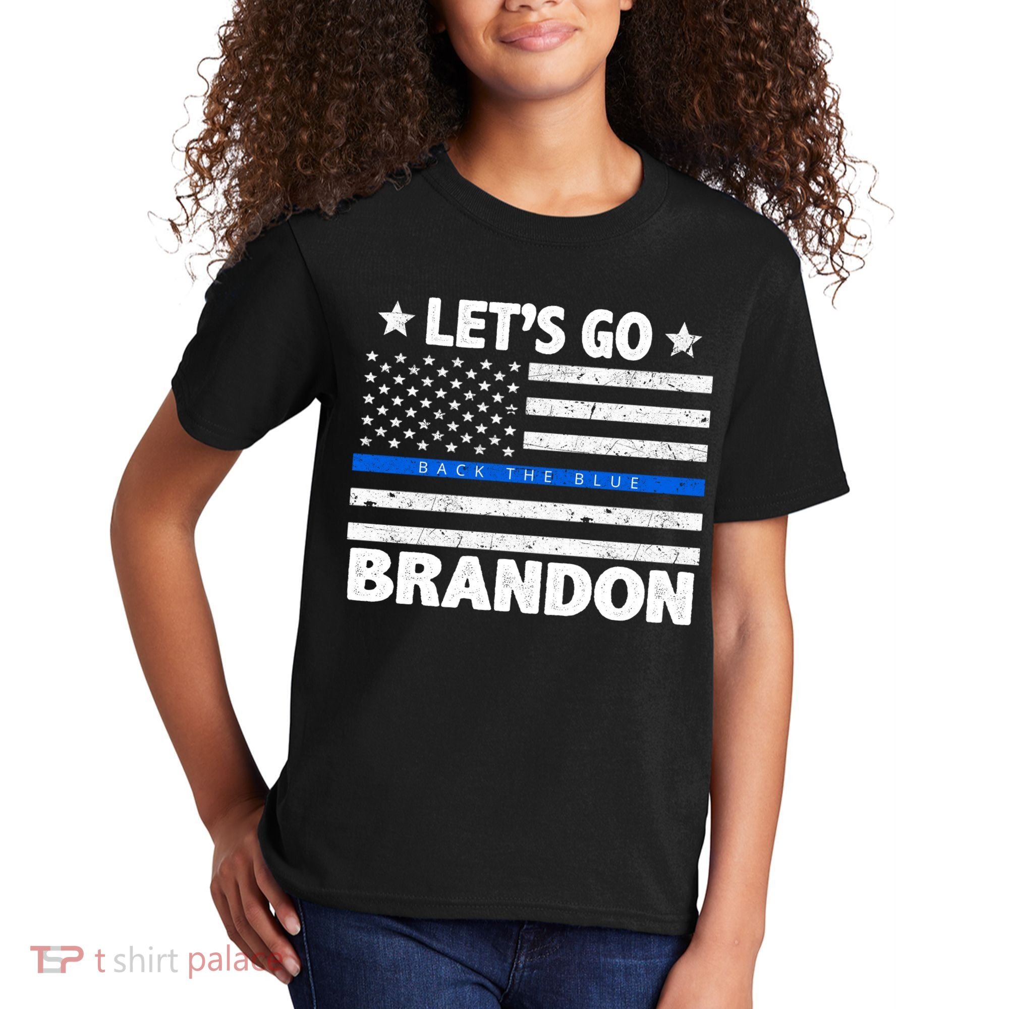 Let's Go Brandon Blue Thin Line Back The Blue FJB Chant Kids T-Shirt