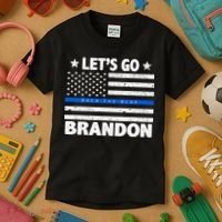 Let's Go Brandon Blue Thin Line Back The Blue FJB Chant Kids T-Shirt thumb 3